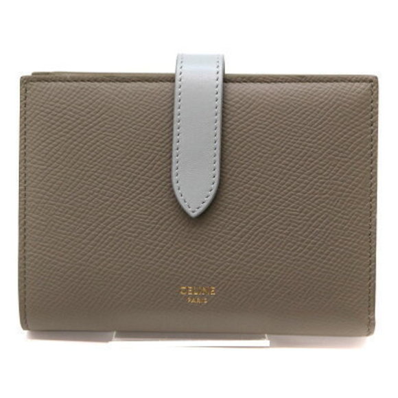 CELINE Multi Function Wallet Fold Leather Gray Blue - Picture 1 of 6